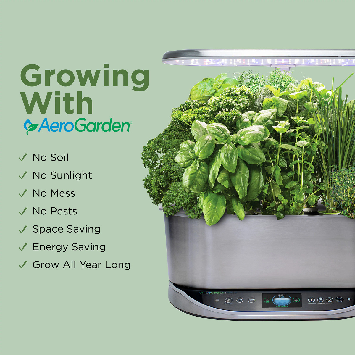 AeroGarden Bounty Elite with grow deck and light hood