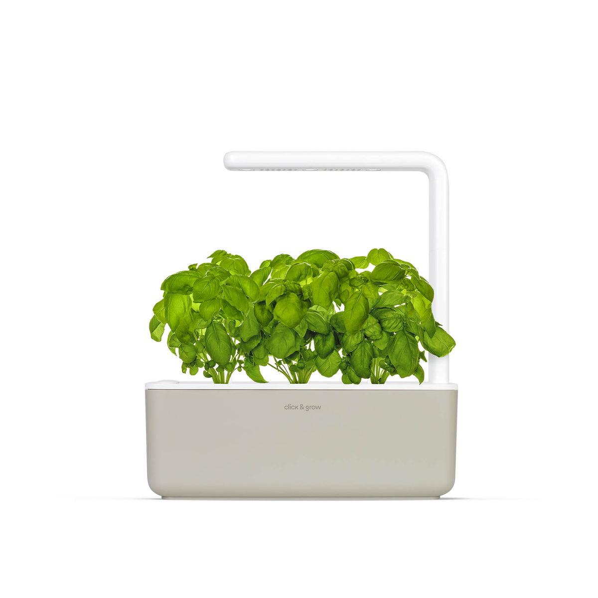 Click and Grow Smart Garden 3 in beige finish with herbs growing